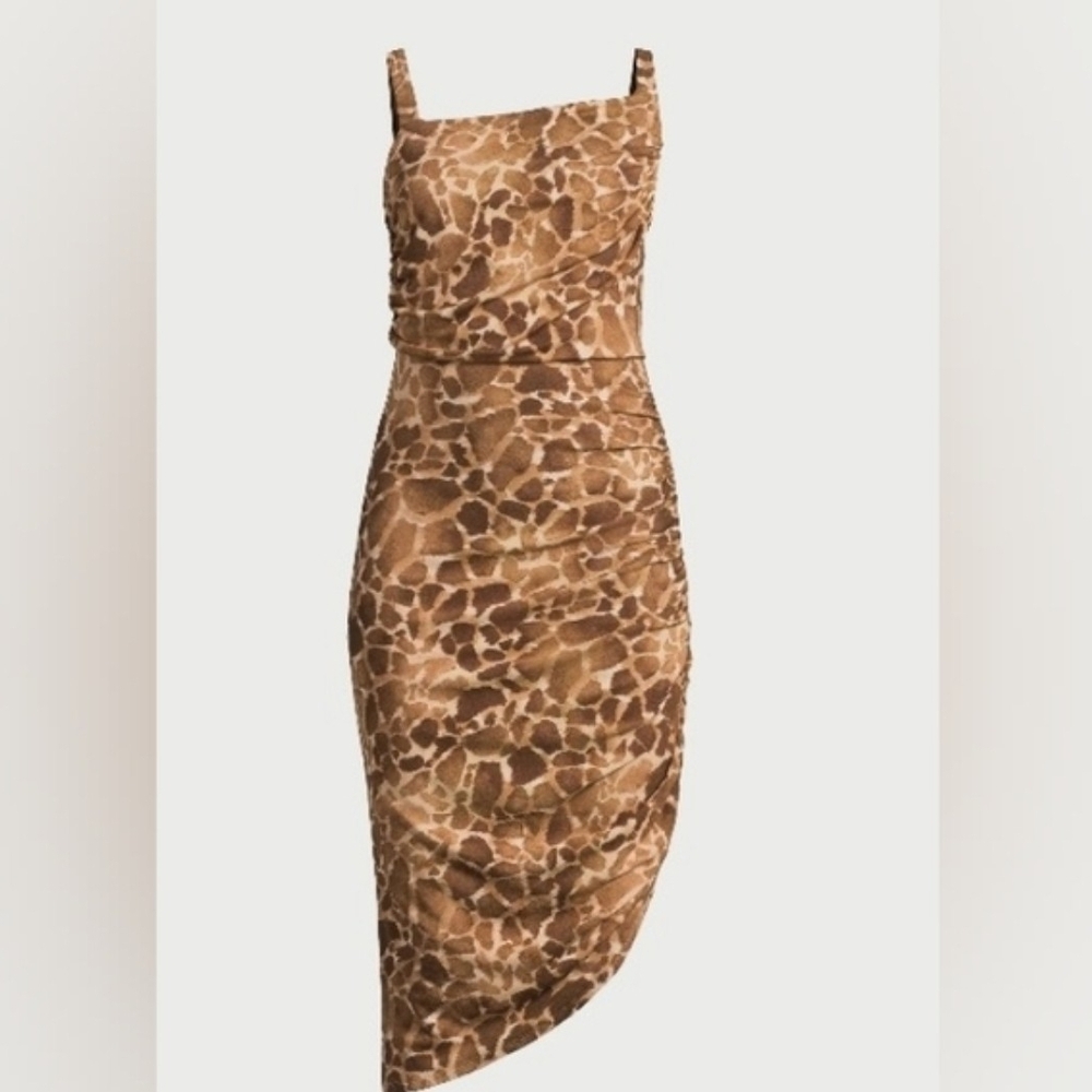Sofia by Sofia Vergara Asymmetrical Brown Print Dress